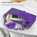 Harryshell Crossbody for T-Mobile Revvl 7 5G Wallet Case [10 Card Slots] with [Theft-Scan Blocking],Cash Coin Zipper Pocket Long Shoulder & Wrist Strap (Floral Purple)