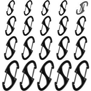 Zipper Clips Anti Theft, 20 Pcs Zipper Pull Locks for Backpacks, Double-Sided Spring S Carabiner Clasps Theft Deterrent for Luggage Suitcase Handbags Keys Purse (Black)