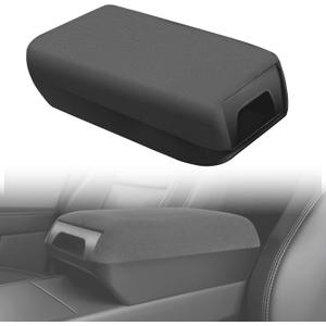 2025 2026 Tesla Raised Center Console Armrest Compatible with Model Y Juniper Model 3 Highland，Flannel Material with Layered Storage Compartment，Tesla Accessories Interior Organizers Black
