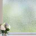 Coavas Window Privacy Film Frosted Glass Static Clings, Decorative Bathroom Door Privacy Film Day and Night, Heat UV Blocking Anti-Glare Frosting Stickers Renter Non-Adhesive, 35.4 x 78.7 Inch, Clear