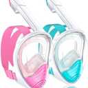 QingSong Full Face Snorkel Mask for Adults, Snorkeling Gear with Camera Mount, 180 Degree Panoramic View Snorkel Set Anti-Fog Anti-Leak