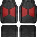 FH Group Automotive Floor Mats - Heavy-Duty Monster Eye Rubber Floor Mats for Cars, Universal Fit Full Set, Climaproof Floor Mats, Trimmable Floor Mats for Most Sedan, SUV, Truck Floor Mats Burgundy