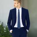 Cooper & Nelson Men's Suit 2 Piece Set, One Button Slim Fit Tuxedo with Jacket Pants Tie for Wedding, Business, Prom (Blue, S)