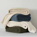 EVERGRACEHOME Chunky Chenille Knit Throw Blanket for Couch, Soft Luxurious Moss Stitch Blankets for Bed, Cozy Decorative Farmhouse Knitted Throws for Sofa, Beige, 50" x 60"