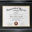 GraduationMall 8.5x11 Diploma Frame with Black over Gold Mat or Display 11x14 Document without Mat, UV Protection Acrylic, Black with Silver Beads (11x14 or 8.5x11 with Mat, Black With Silver Beading)