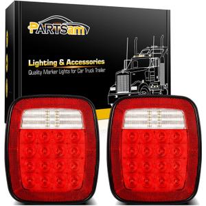 Partsam Pair 38 LED Universal Tail Brake Turn Stop License Back up Reverse Lights Rear Combination for Wrangler YJ TJ CJ Truck Trailer Boat RV,12V Stud Mounted Lamps Waterproof, Pack of 2