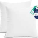 ROYALE LINENS 20 x 20 Pillow Insert - Down Alternative Throw Pillows Insert - Square Pillow Pack of 2 White - Bed & Couch Pillows - Inner Cushion for Bed, Cushion for Living Room - Shams Stuffer
