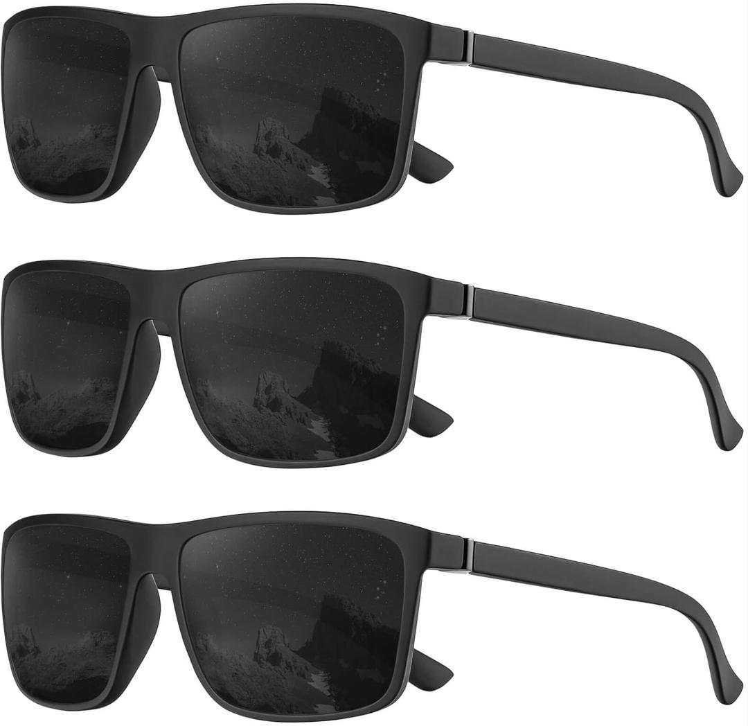 KALIYADI Polarized Sunglasses for Men and Women, Men's Sun Glasses with UV Protection for Driving Fishing Golf (Pack of 3)