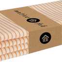 Native Fab Cloth Napkins 18x18 inches, 100% Cotton Vintage Stripped Dinner Napkins, Set of 4, Soft Breathable Absorbent, Machine Washable Cloth Napkins, Orange Beige