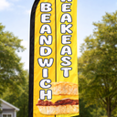 Breakfast Sandwich Feather Flag for Business Advertising 6 FT Swooper Flag for Storefronts Retailers Shops Food Trucks Events and Fairs (Flagpole Not Included