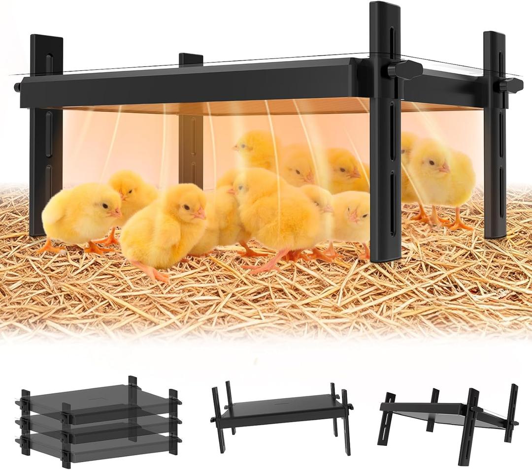 15" x 12.6" Large Chicks Brooder Heater for 20 Chicks - 49W Height & Angle Adjustable Chick Brooder Heating Plate, Constant Temperature Brooder Plate for Chicks, Ducklings & Quails