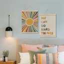 HRQKO Boho We Can Do Hard Things Posters Hanger Frame Set of 2, Kids Wall Art, Boho Inspirational Wall Art with Wooden Frames,Classroom Sun Wall Hanging Banner Decor for Nursery Kids Room, 12x16 Inch