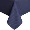 TEKTRUM Heavy Duty 60 X 120 inch Rectangular Elegant Waffle Weave Check Jacquard Tablecloth Table Cover-Waterproof/ Stain Resistant/ Wrinkle Free-Great for Dinner, Banquet, Parties, Wedding (Navy Blue)