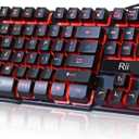 Rii RK100 3 Colors LED Backlit Mechanical Feeling USB Wired Multimedia Gaming Keyboard, Office Keyboard for Working or Primer Gaming, Office Device