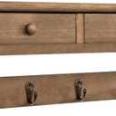 Emfogo Coat Hooks Mounted, Rustic Wood Coat Rack Mount Shelf with Hooks, Farmhouse Coat Rack with Shelf & Coat Hook for Entryway, Mudroom, Bedroom, Kitchen, Bathroom(Walnut)
