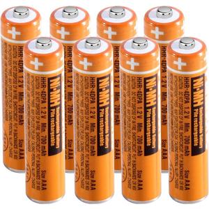NI-MH AAA Rechargeable Battery 1.2V 700mah 8-Pack HHR-4DPA AAA Batteries for Panasonic Cordless Phones, Remote Controls, Electronics Electronics
