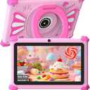 ascrecem Kids Tablets 7 Inch Android 15 Toddler Tablet for Kids with 2.4G+5G WiFi6 Penta Core 6GB RAM 32GB ROM Childrens Tablet Dual Camera 128GB Expandable Parental Control Educational Games (Pink)