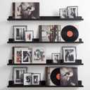 Pinkunn 4 Pack 36 Inch Metal Floating Shelves Picture Ledge, Black