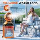 15L Bucket Portable Misting Fan, 30000mAh Rechargeable Battery Powered Oscillating Cooling Fan, 4 Strong Winds, Brushless Motor Outdoor Fans for Fishing, Travel, Garden, Golf, Tent