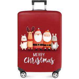 FOREVER QUEEN Merry Christmas Luggage Cover Suitcase Protector Suitcase Cover Anti-Scratch, Stretchable Bag Cover Washable Durable Polyester (M(fits 24-26Inch suitcase))
