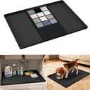 URMONA Waterproof Silicone Under Sink Mat 25'' x 19'' Shelf Liner for Kitchen and Bathroom, Cabinet and Counter Protector, Storage and Organizers, Litter Mat, Pet Cat Puppy Essentials(Black)