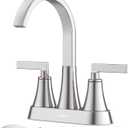 Bathroom Sink Faucet, Hurran 4 inch Brushed Nickel Bathroom Faucets for Sink 3 Hole with Pop-up Drain and Supply Lines, Stainless Steel 360 Swivel Waterfall Faucet for Vanity RV Restroom