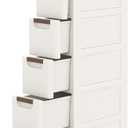 5 Drawers Slim Bathroom Storage Cabinet Dresser, Narrow Plastic Rolling Cart Organizer with Drawers, for Small Spaces, Kitchen, Laundry, Office, Bedroom, White