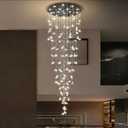 ykolupty Modern Butterfly Crystal Chandelier, LED Large Chandeliers Raindrop Chandelier Lighting Fixture for High Ceiling Foyer Staircase Living Room (Warm White Dimmable) Black