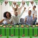 74Pcs Football Party Decorations Supplies Football Party Decoration Set Include Dinner Plates, Dessert Plates, Napkins, Cups, Banner and Tablecloth Football Birthday Party Favors Kit