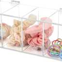 Hair Accessories Organizer for Girl, Acrylic Hair Tie Organizer Scrunchie Holder with Divider for Headband, Hair Clip, Cotton Swab, Cosmetic Cotton, Storage Box with Lid for Jewelry