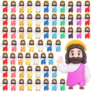 70 Pcs Mini Jesus Figures Bulk - 1.2 Inch Small Pocket Jesus Toys Little Jesus Cute Religious Gifts for Christian, Easter Egg Stuffers & Sunday School Crafts
