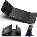 TECKNET Wireless Foldable Bluetooth Keyboard, Rechargeable Portable Keyboards for Travel with Number Pad, Full-Size Connect Up to 3 Devices for iPad Tablet Smartphone Laptop PC Windows iOS Android