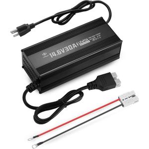12V 30A LiFePO4 Battery Charger 14.6V Lithium Battery Smart Charger with Anderson Connector and Anderson to M8 Adapter Cable,for Lithium LiFePO4 Deep Cycle Rechargeable Batteries of Car Truck Boat RV