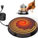 Chicken Water Heater for Winter, 110W Heated Poultry Waterer Base with Thermostat, 11 Inch Poultry Winter Deicer Heated Base with 9.8ft Power Cord(Black)