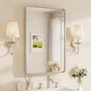 Brushed Nickel Bathroom Mirror 24 x 36 Inch for Vanity Metal Framed Mirror Modern Farmhouse for Living Room Entryway(Horizontal/Vertical)