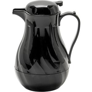 Winco 64oz Insulated Beverage Server, Push Button, Black Swirl