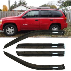 4pcs Original Shatterproof Outside Mount Style Rain Guard Durable Side Window Wind Deflectors Dark Smoke Vent Window Visors Compatible with 2002-2006 Trailblazer EXT & Envoy XL/XUV 94240