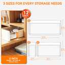 Criusia 12 Pack Large Clear Plastic Drawer Organizer Trays | MULTI-USE Acrylic Drawer Storage for Kitchen, Bathroom, Makeup, Office, School, Undies | College Dorm Room, Home Apartment Essentials