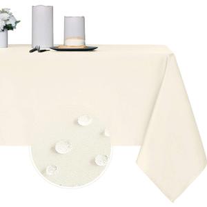 Obstal 210GSM Rectangle Table Cloth - Heavy Duty Water Proof Microfiber Tablecloth, Decorative Fabric Table Cover for Outdoor and Indoor Use (Ivory,60 x 84 Inch)
