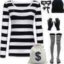 Adult Women's Robber Costume Thief Accessories Bank Robber Costume for Halloween (Large)