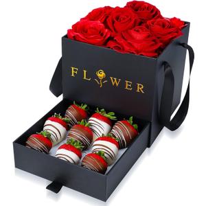Roowest 1 Pack Valentine's Day Heart Boxes for Flowers Square Surprise Flower Box, Double Layer Rose Heart Gift Box for Wedding Birthday Bridesmaid Arrangements