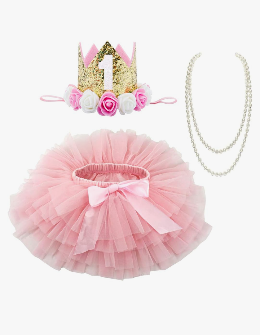 BGFKS Baby Girls Soft Tutu Skirt with Diaper Cover,1st Birthday Party Tutu Skirt Sets M
