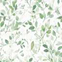 Naphite Green Leaf Peel and Stick Wallpaper Boho Modern 197inL 17.3inW Contact Paper for Cabinets Sage Green Leaves Self Adhesive Removable Wallpaper for Bathroom Waterproof Botanical Flower Decor