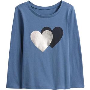 GAP Girls' Long Sleeve Graphic Tee (Blue), Size 5Y