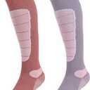 Hylaea Merino Wool Ski Socks, Cold Weather Socks for Snowboarding, Snow, Winter, Thermal Knee-high Warm Socks, Hunting (Medium, Pink Rose (2 Pairs))