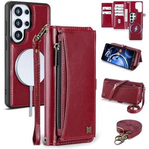 BLISLIAR Wallet Case for Samsung Galaxy S26 Ultra with Card Holder/Crossbody Wallet/Strap| RFID Blocking | Magnetic | Kickstand | Detachable | PU Leather Case for Galaxy S26 Ultra,6.9 in,Wine Red