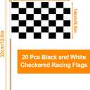 20Pack 8×12 Inch Black and White Checkered Racing Flags Small Race Car Flags on Stick Mini Handheld Flag Outdoor Decorations