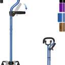 KingPavonini Canes for Women/Men with Second Handle, Foldable & Adjustable Walking Cane with 4-Pronged Base, Quad Cane for Stability, Standing, Balance, Leg Surgery Recovery (blue)