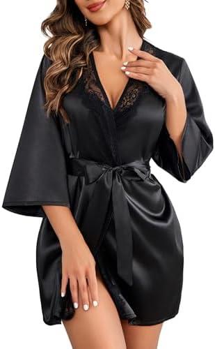 Avidlove Women's Kimono Robe Short Satin Pure Short Silky Robes, Size XL