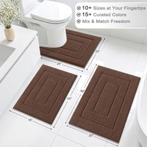 Buganda Microfiber Bathroom Rugs 24x44, Soft Shaggy Absorbent Bath Rugs
Brown, Shaggy Shower Carpet, Machine Wash Dry Bath Mats for Bathroom Floor, Tub and Shower, Home Decor Accessories